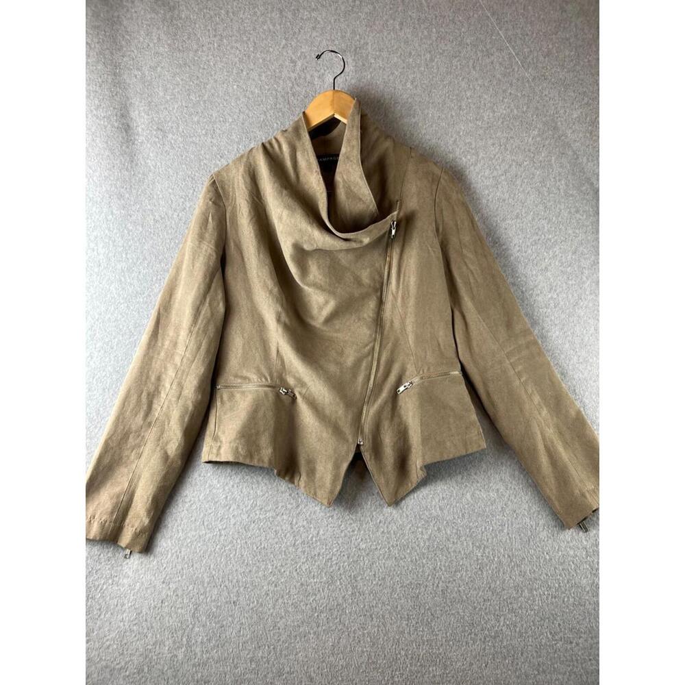 Y2k 90s Rampage Asymmetrical Jacket Womens Size L Faux Suede Zip Front